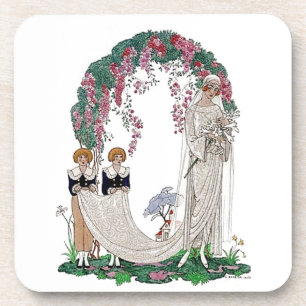 Art Deco Vintage Bride Coaster