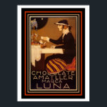 Art Deco Vintage Coffee Poster 12 x 16<br><div class="desc">Great vintage Art Deco themed advertisement for Chocolate Amatller Marca Luna. 12 x 16</div>