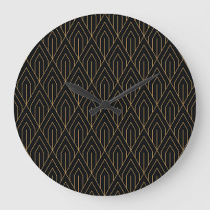 Art Deco: vintage geometric wallpaper. Large Clock
