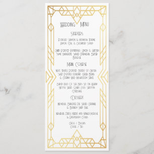 Art Deco Vintage Gold Wedding Flat Menu
