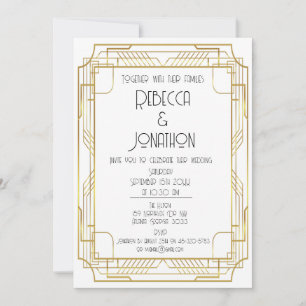 Art Deco Vintage Gold Wedding Invitation