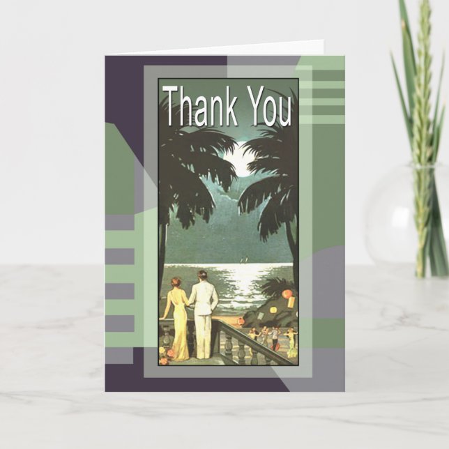 Art Deco Vintage Miami Beach Thank You Card (Front)
