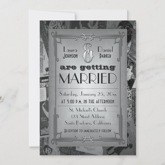 Art Deco Vintage Posters Wedding Invitation (Front)