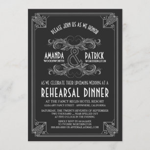 Art Deco Vintage Rehearsal Dinner Invitations