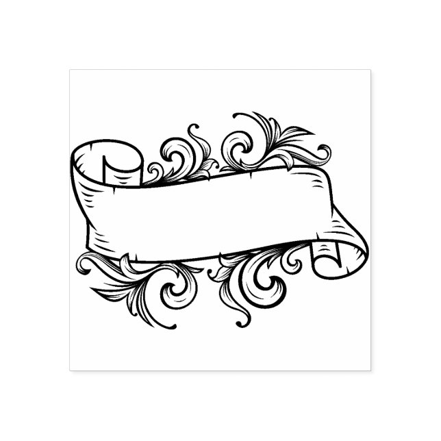 Art Deco Vintage Ribbon Scrapbooking Rubber Stamp (Imprint)