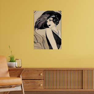 Art deco Vintage roaring 20s Girl Wall Poster