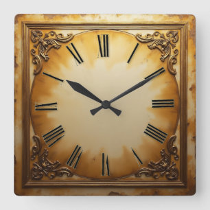 Art Deco Vintage Square Wall Clock