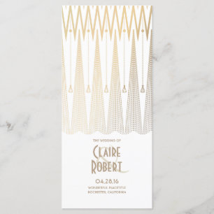 Art Deco Vintage White and Gold Wedding Programs Programme