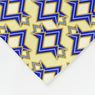 Art Deco Wallpaper Pattern, Beige and Blue Fleece Blanket