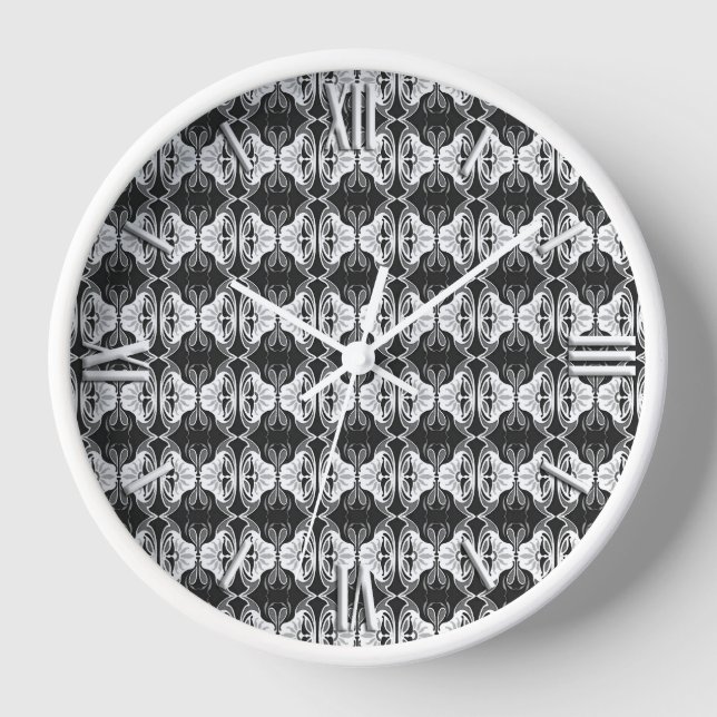 Art Deco wallpaper pattern - black and white Clock (Front)