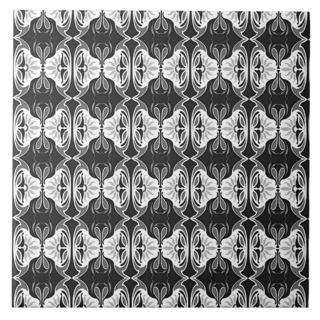 Art Deco wallpaper pattern - black and white Tile (Front)