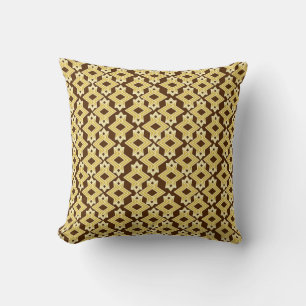 Art Deco Wallpaper Pattern, Brown and Gold Cushion
