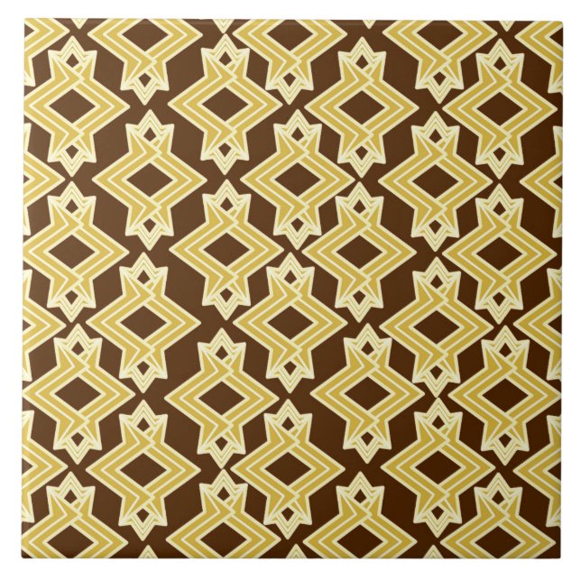Art Deco Wallpaper Pattern, Brown and Gold Tile (Front)