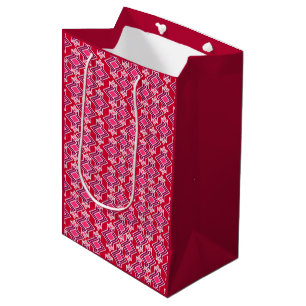 Art Deco Wallpaper Pattern, Burgundy Wine Medium Gift Bag
