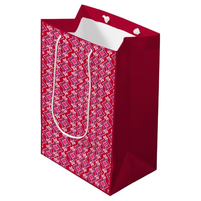 Art Deco Wallpaper Pattern, Burgundy Wine Medium Gift Bag (Front Angled)