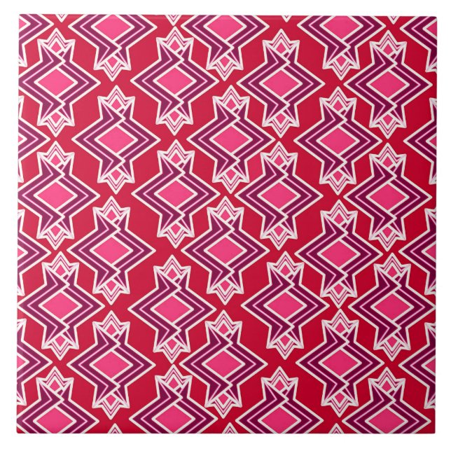 Art Deco Wallpaper Pattern, Burgundy Wine Tile (Front)