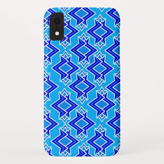 Art Deco Wallpaper Pattern, Cerulean Blue Case-Mate iPhone Case (Back)