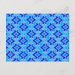 Art Deco Wallpaper Pattern, Cerulean Blue Postcard