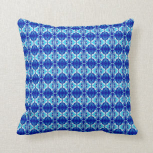 Art Deco wallpaper pattern - cobalt blue and white Cushion