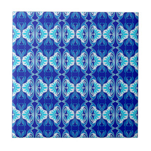 Art Deco wallpaper pattern - cobalt blue and white Tile