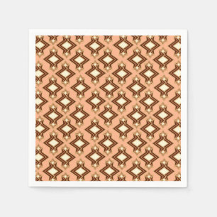 Art Deco Wallpaper Pattern, Coral and Brown Napkin