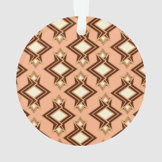 Art Deco Wallpaper Pattern, Coral and Brown Ornament (Back)