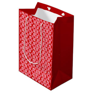 Art Deco Wallpaper Pattern, Dark Red and Pink Medium Gift Bag