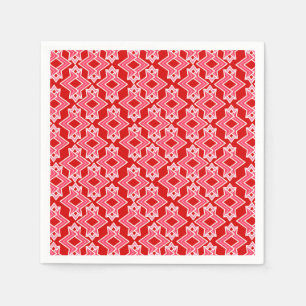 Art Deco Wallpaper Pattern, Dark Red and Pink Napkin
