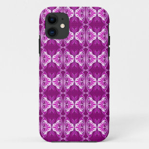 Art Deco wallpaper pattern - deep purple and white Case-Mate iPhone Case