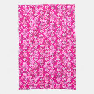 Art Deco Wallpaper Pattern, Fuchsia Pink Tea Towel