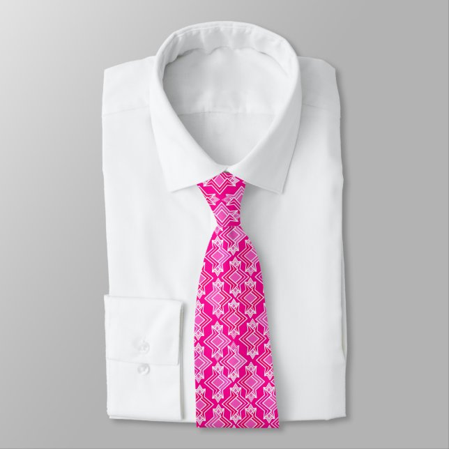 Art Deco Wallpaper Pattern, Fuchsia Pink Tie (Tied)