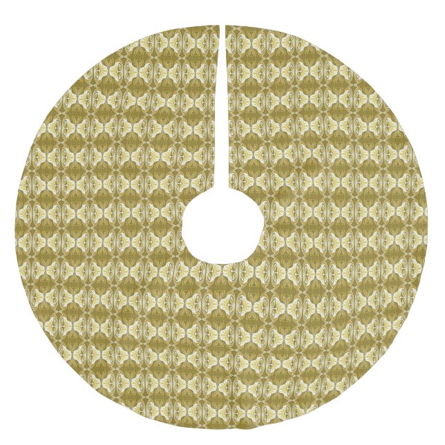Art Deco wallpaper pattern - gold and white Brushed Polyester Tree Skirt (Front)