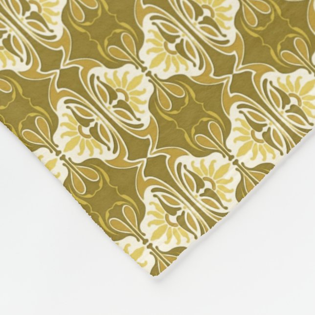 Art Deco wallpaper pattern - gold and white Fleece Blanket (Corner)