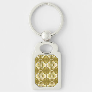 Art Deco wallpaper pattern - gold and white Key Ring
