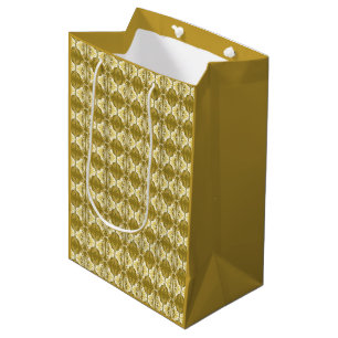 Art Deco wallpaper pattern - gold and white Medium Gift Bag