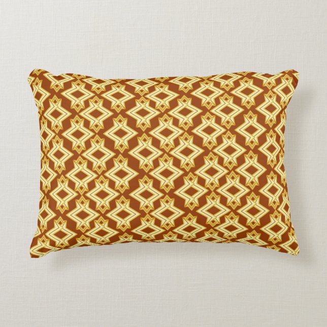 Art Deco Wallpaper Pattern, Golden Brown Decorative Cushion (Front)
