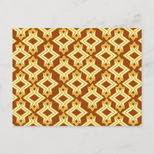 Art Deco Wallpaper Pattern, Golden Brown Postcard
