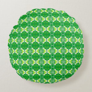 Art Deco wallpaper pattern - green and white Round Cushion