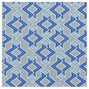 Art Deco Wallpaper Pattern, Grey / Grey and Blue Fabric