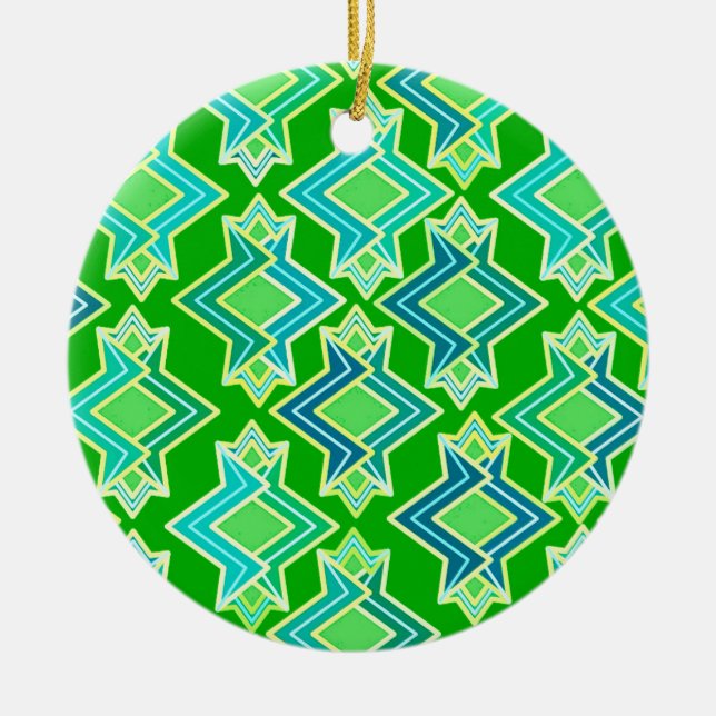 Art Deco Wallpaper Pattern, Jade Green Ceramic Tree Decoration (Front)