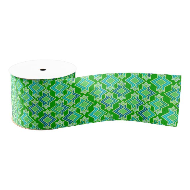Art Deco Wallpaper Pattern, Jade Green Grosgrain Ribbon (Spool)