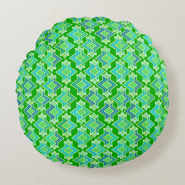 Art Deco Wallpaper Pattern, Jade Green Round Cushion (Front)