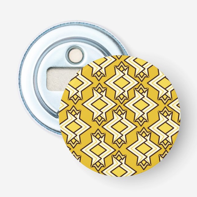 Art Deco Wallpaper Pattern, Mustard Gold Bottle Opener (Front)