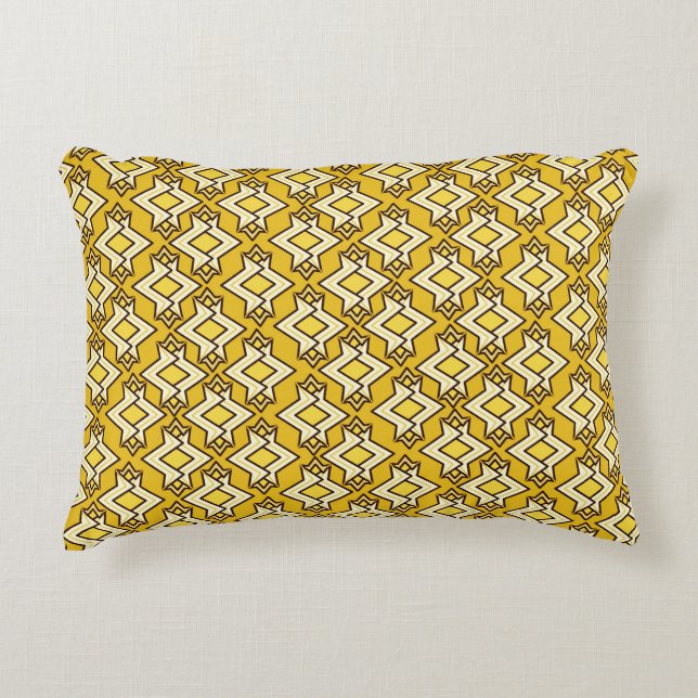 Art Deco Wallpaper Pattern, Mustard Gold Decorative Cushion (Front)