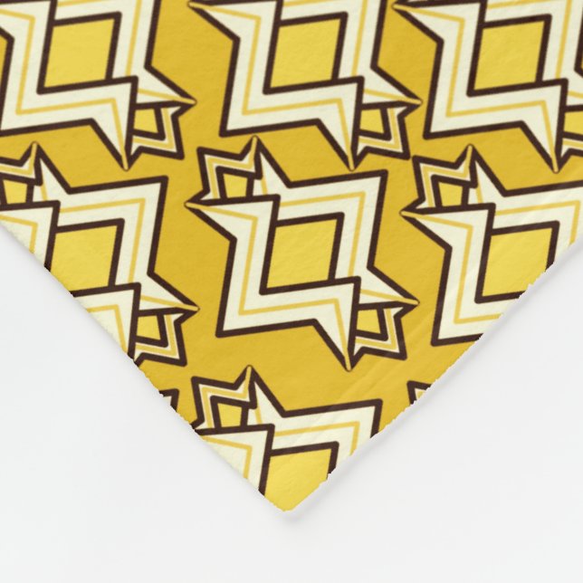 Art Deco Wallpaper Pattern, Mustard Gold Fleece Blanket (Corner)