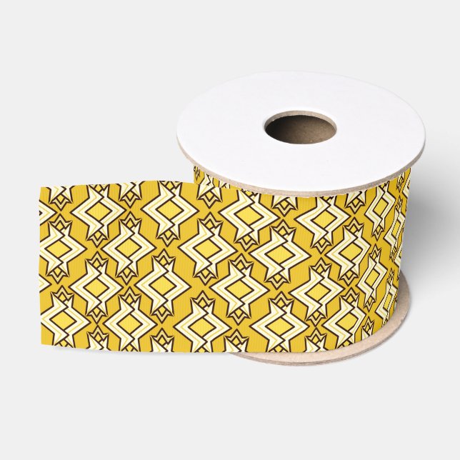 Art Deco Wallpaper Pattern, Mustard Gold Grosgrain Ribbon (Spool)