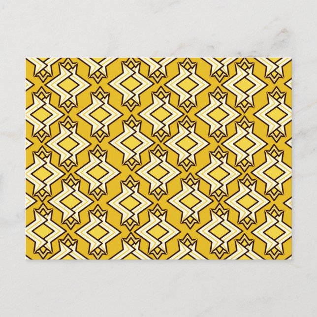 Art Deco Wallpaper Pattern, Mustard Gold Postcard (Front)
