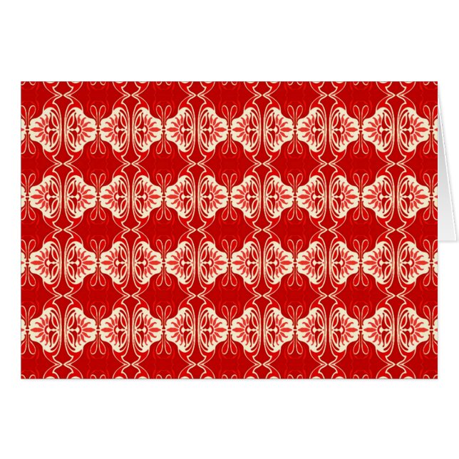 Art Deco wallpaper pattern - red and white (Front Horizontal)