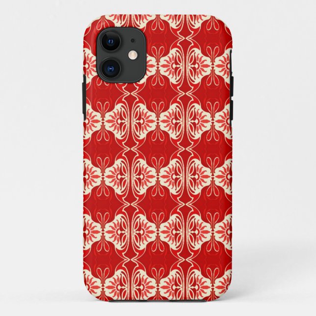 Art Deco wallpaper pattern - red and white Case-Mate iPhone Case (Back)