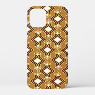 Art Deco Wallpaper Pattern, Tan and Brown iPhone 12 Mini Case
